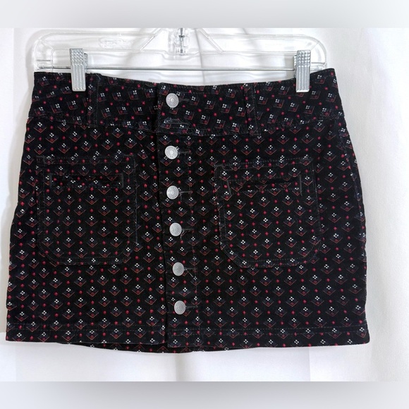 FP We The Free Navy Corduroy Mini Skirt In A Joanie Print With Buttoned Front - Picture 2 of 8